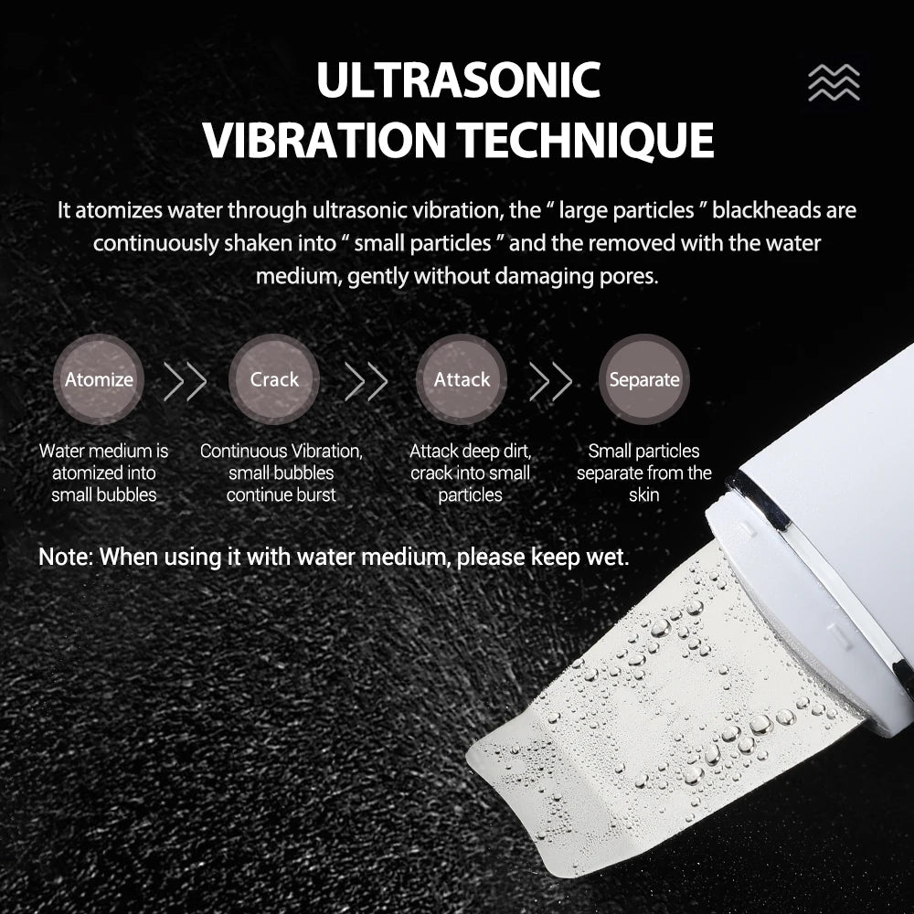 Ultrasonic Skin Scrubber Peeling Blackhead Remover Deep Face Cleaning Ultrasonic Ion Acne Pore Cleaner Facial Shovel Scrubber
