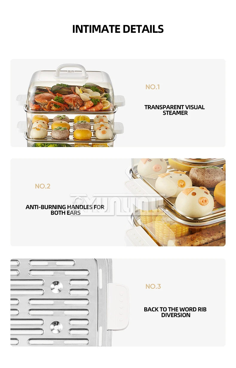 Three-layer Food Steamer Household Electric Steamer Multifunctional Large Capacity Breakfast Machine
