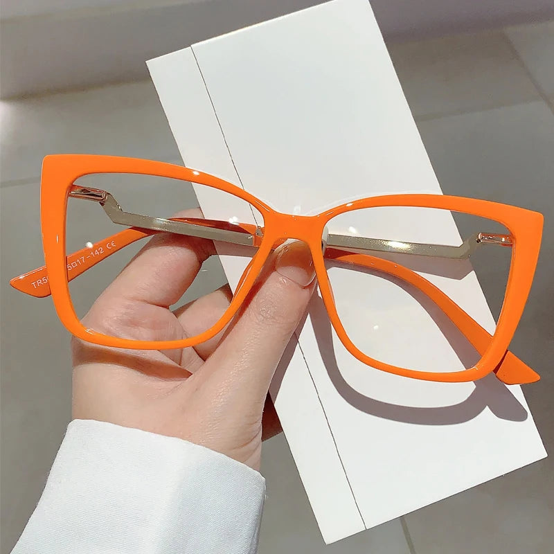 KAMMPT Vintage Cat Eye Women Glasses New Stylish Ultralight Eyeglasses Trendy Brand Designer High Quality Eyewear for Decoration