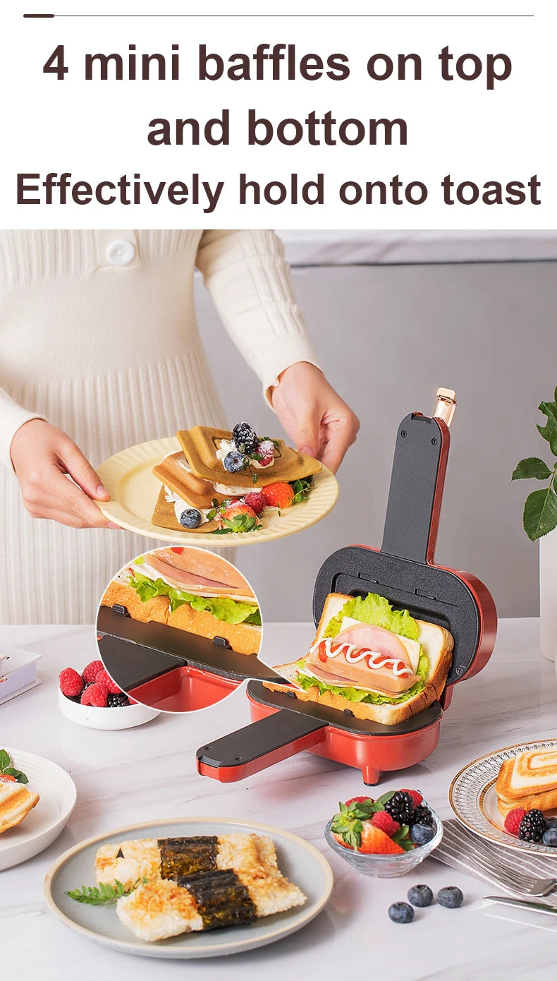 Double-Sided Seal Press Sandwich Machine Mini Taco Burrito Baking Pan Grill Breakfast Maker Bread Hot Dog Toaster Electric Oven