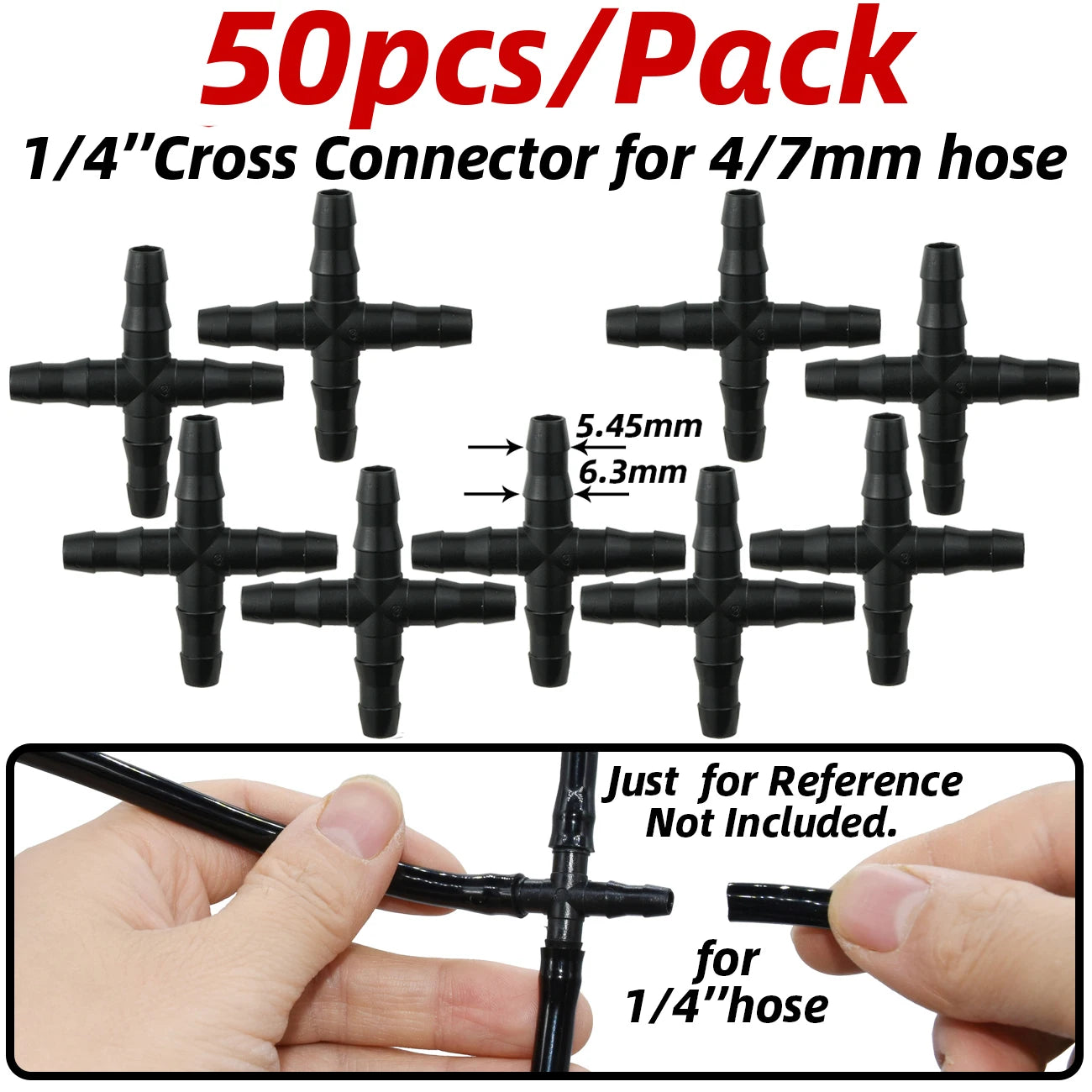 1-50pcs Barbed Connectors Irrigation Fittings Drip Irrigation Barbed Connectors 4/7mm Tubing Fittings for Flower Pot Garden Lawn