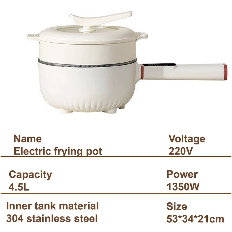 4.5L Multifunctional Electric Frying Pot Smart Electric Cooker Non-stick Frying Pot Large Capacity Electric Hot Pot 1350W