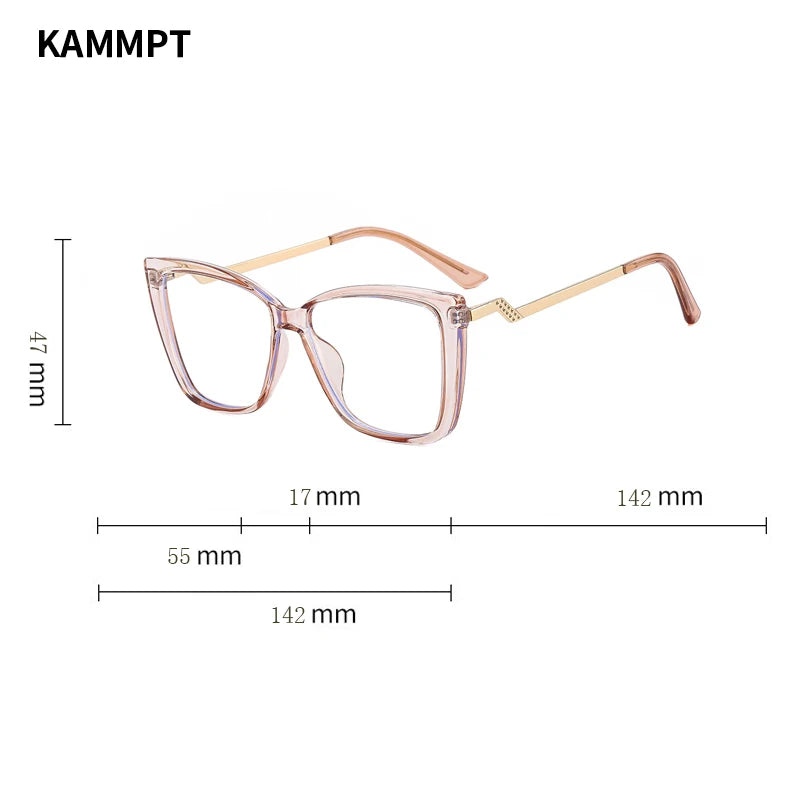 KAMMPT Vintage Cat Eye Women Glasses New Stylish Ultralight Eyeglasses Trendy Brand Designer High Quality Eyewear for Decoration