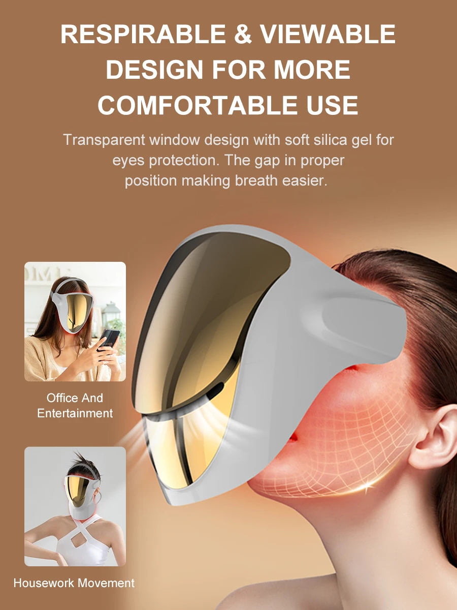 NIR LED Face Mask Red Light Therapy Respirable 3 Colors 807 Lamp Anti-Aging Acne Treat Reduce Wrinkle Full Facial Neck Care Mask