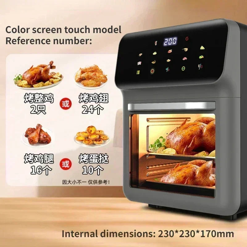 New Visual Air Fryer Household 220V 15L Large Capacity Air Fryer Oven Kitchen Appliance Freidoras De Aire