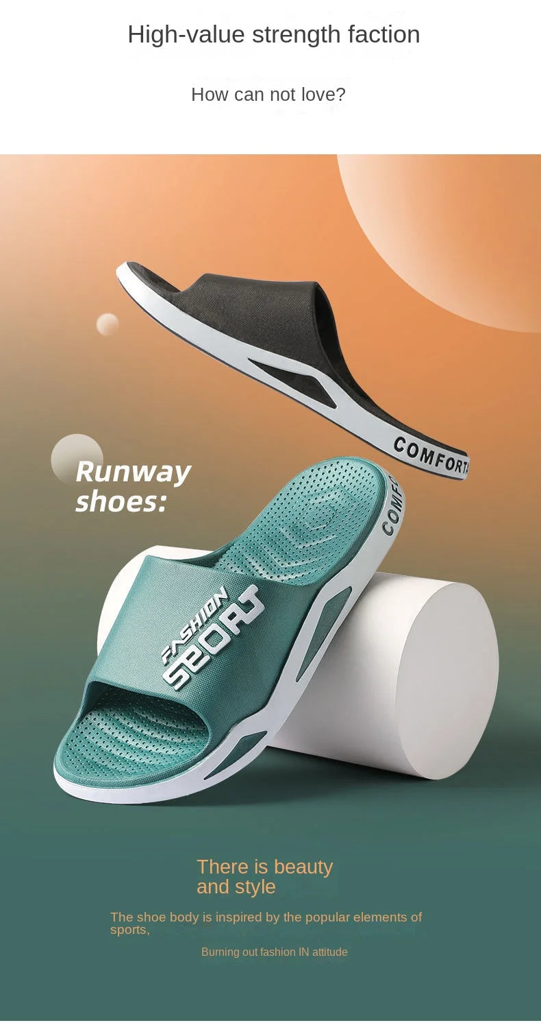 New Summer Soft Sole Slippers Fashion Personality Home Bathe Sandals Anti Slip Durable Men's Beach Outdoor Plus Size Flip Flops