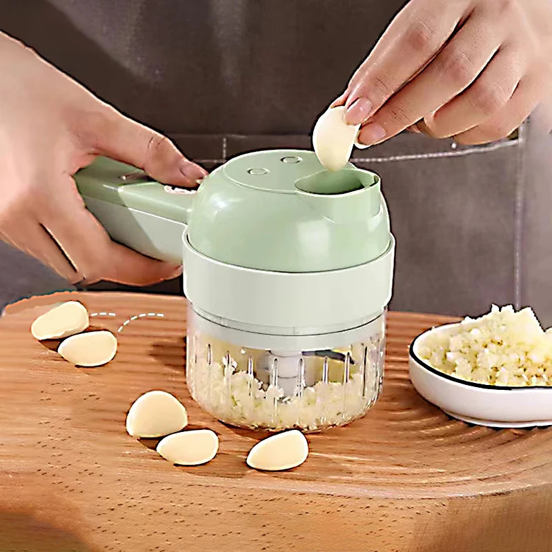 5 in 1 Electric Vegetable Cutter Set Portable, Rechargeable, Wireless Food Processor & Chopper Machine for Pepper, Garlic& Meat