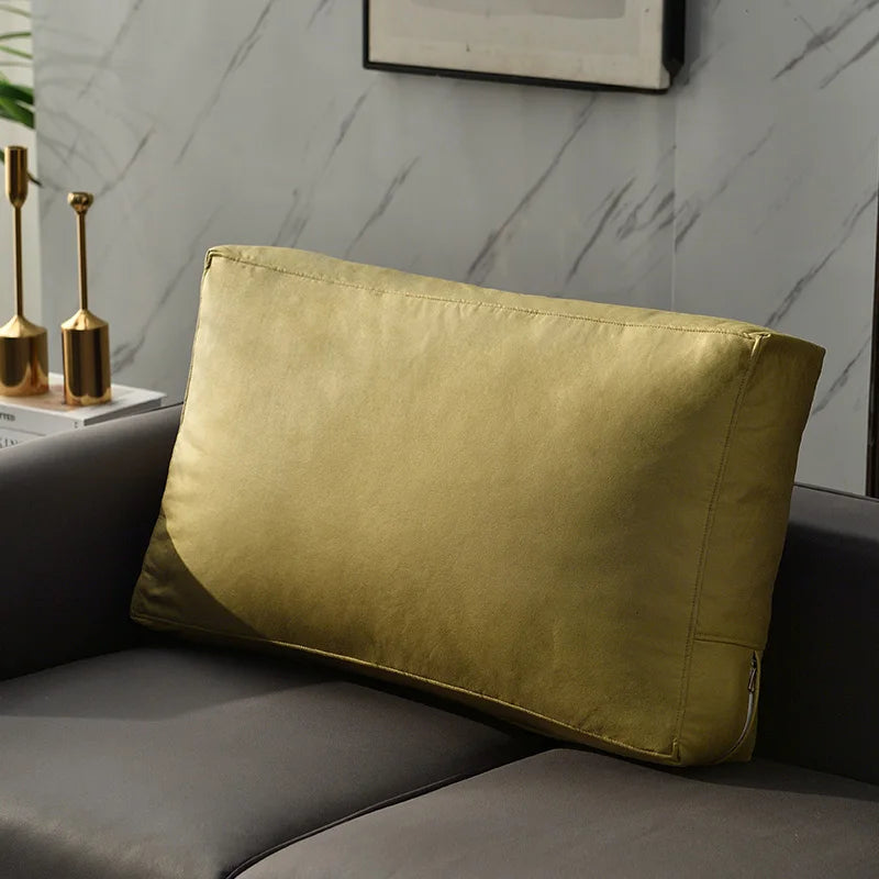 Nordic Faux Leather Rectangular Sofa Cushion Cover Fashion Home Pillowcase Solid Color Tech Fabric Lumbar Protective Covers