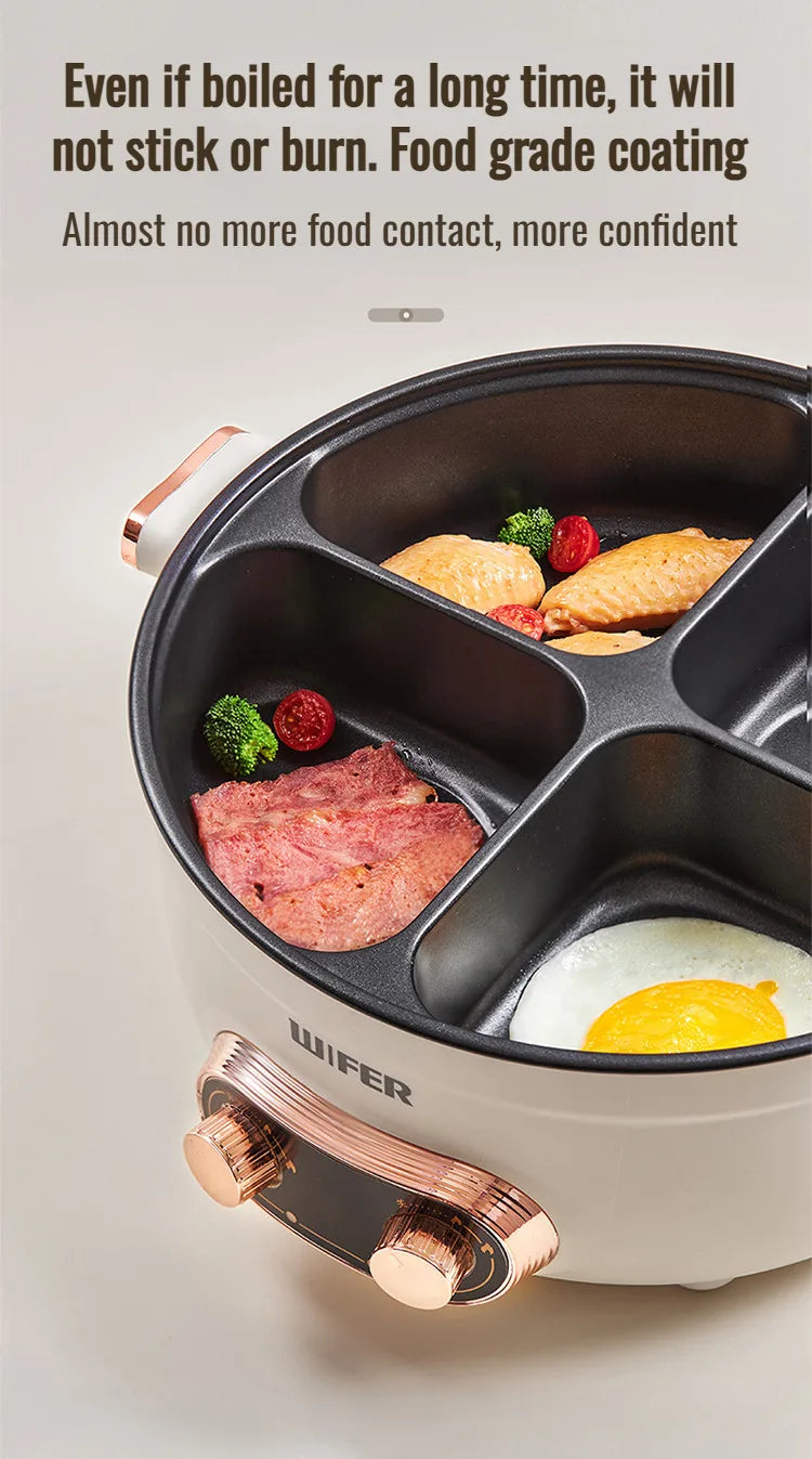 Electric Hot Home electric hot pot with separate controls Four-grid self-heating hot pot Split Mandarin Duck Pot Double-sex hot