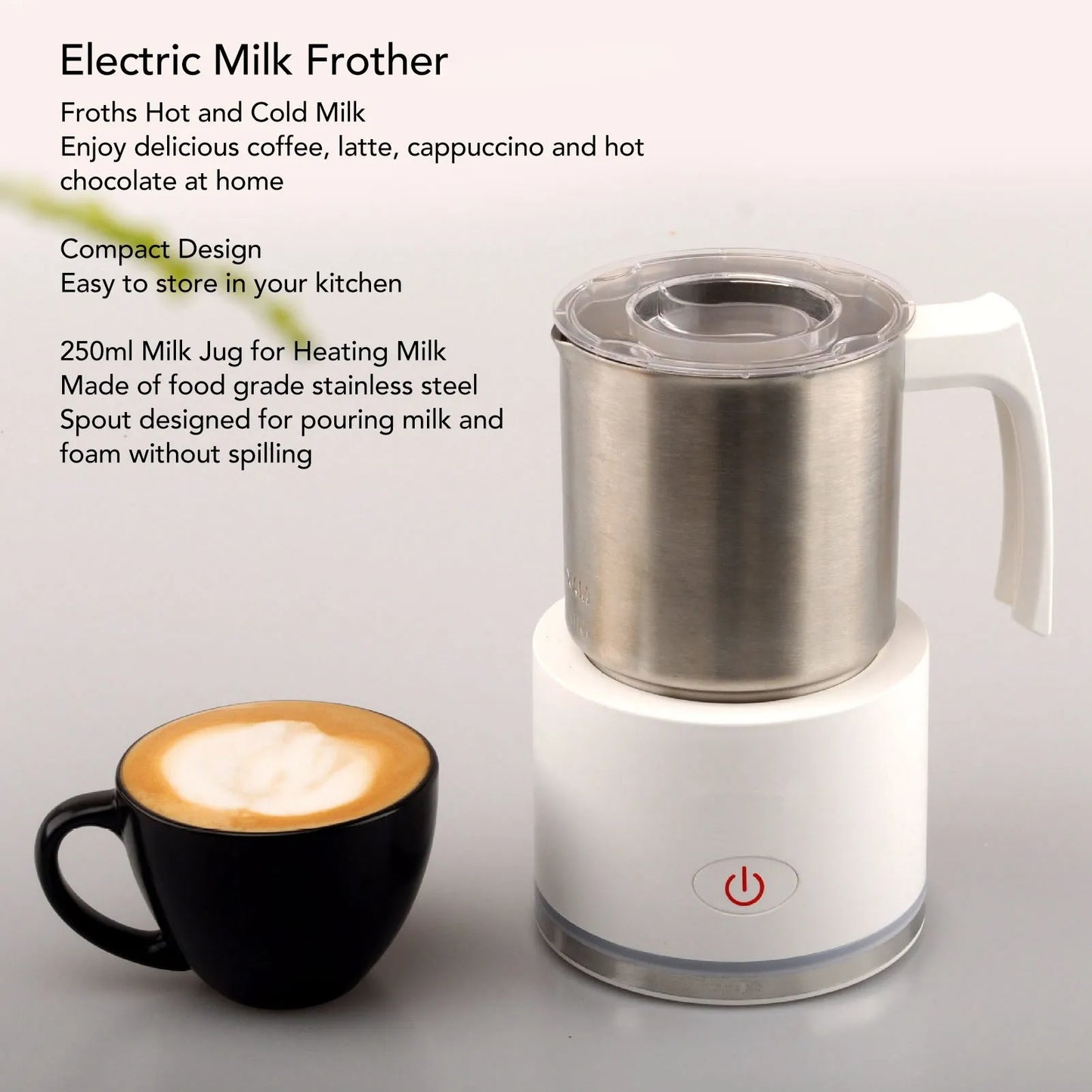 Automatic Milk Foamer Energy Saving EU Plug 220‑240V Electric Milk Frother Stainless Steel Jug for Hot Chocolate for Home