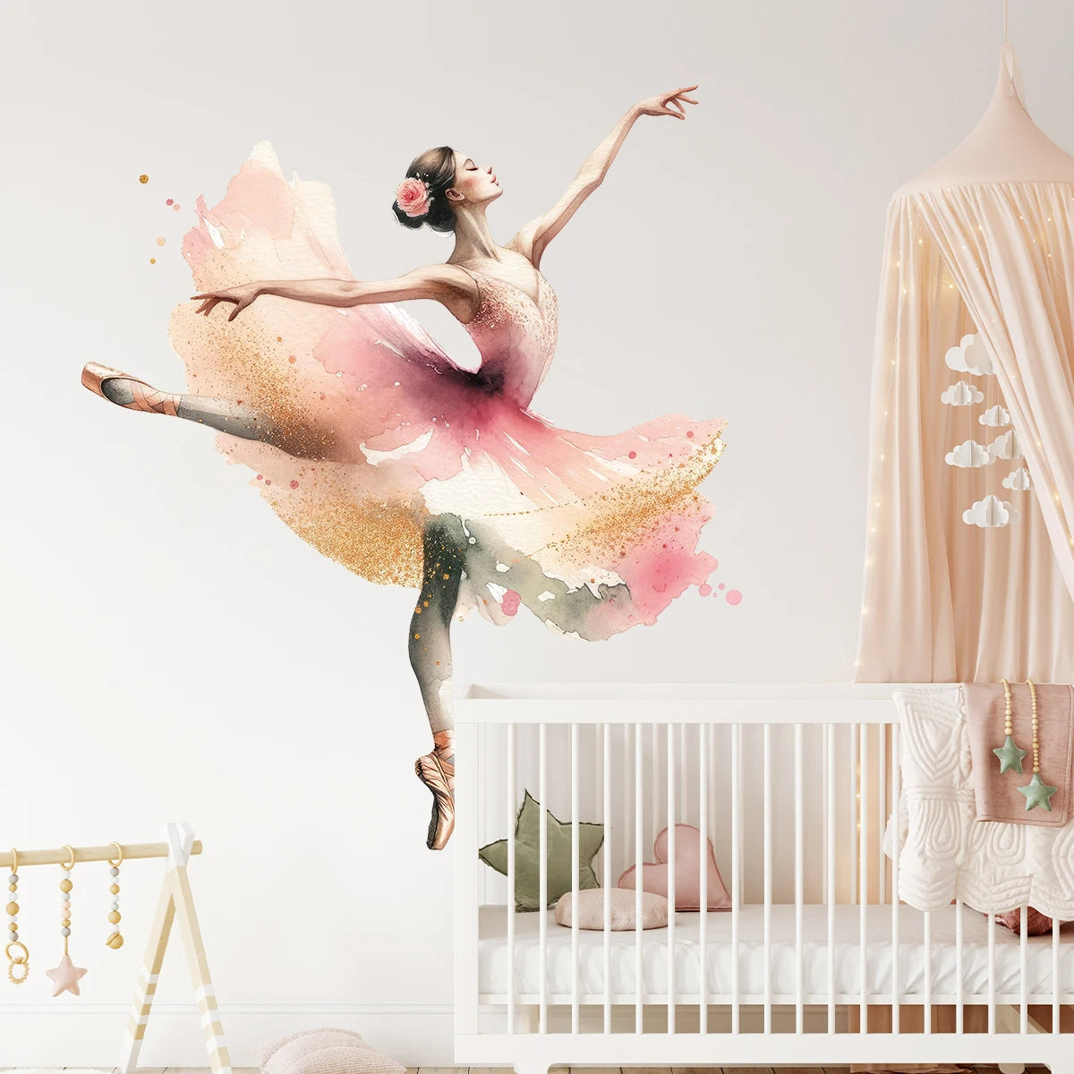 Watercolor Dancer Beautiful Wall Stickers Decoration for Bedroom Girls Gift Wall Art Home Decore Living Room Wall Decals Nursery
