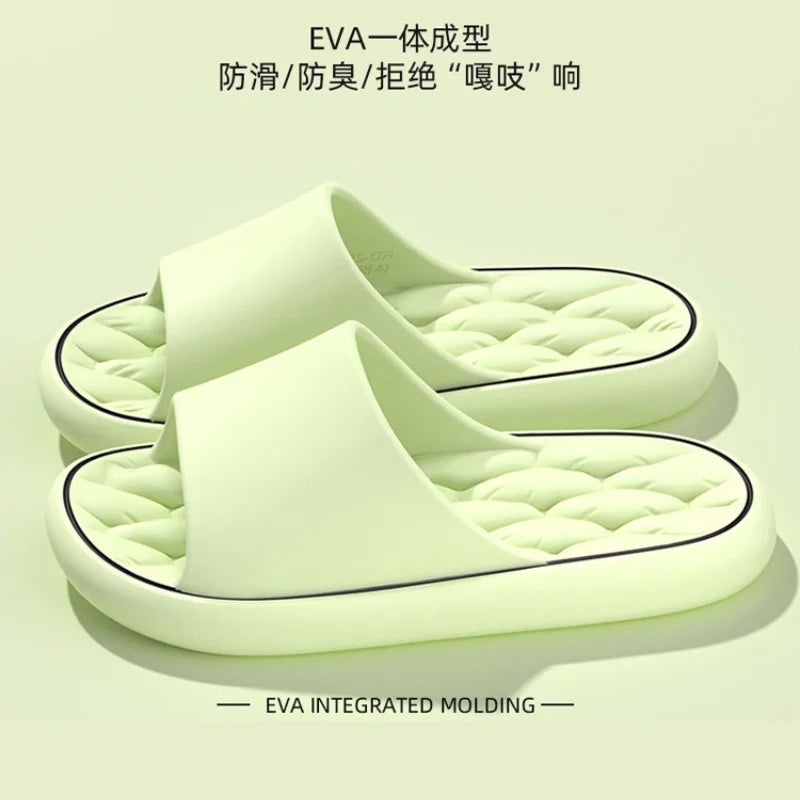 Women's slippers Non-slip leaky bathroom Slippers Casual men's slippers Deodorant beach shoes Soft soled couple flat sandals