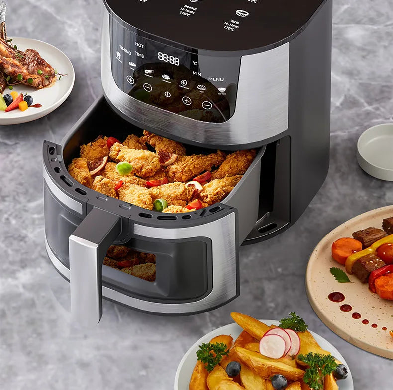 Smart Air Fryer Electric visual window 7L Oil-free Air Fryer Automatic Household Kitchen 360°Baking Convection Oven Air Fryers