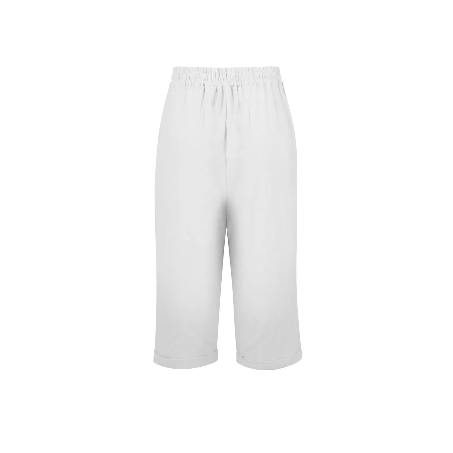 Womens Summer Elastic Waist Pocket Pocket Solid Color Cotton Linen Wide Leg Pants Loose Pants Pants for Women Women’s Pants