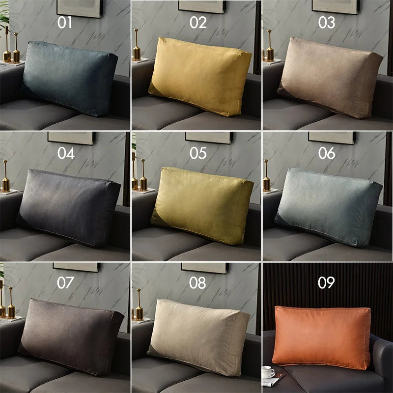 Nordic Faux Leather Rectangular Sofa Cushion Cover Fashion Home Pillowcase Solid Color Tech Fabric Lumbar Protective Covers