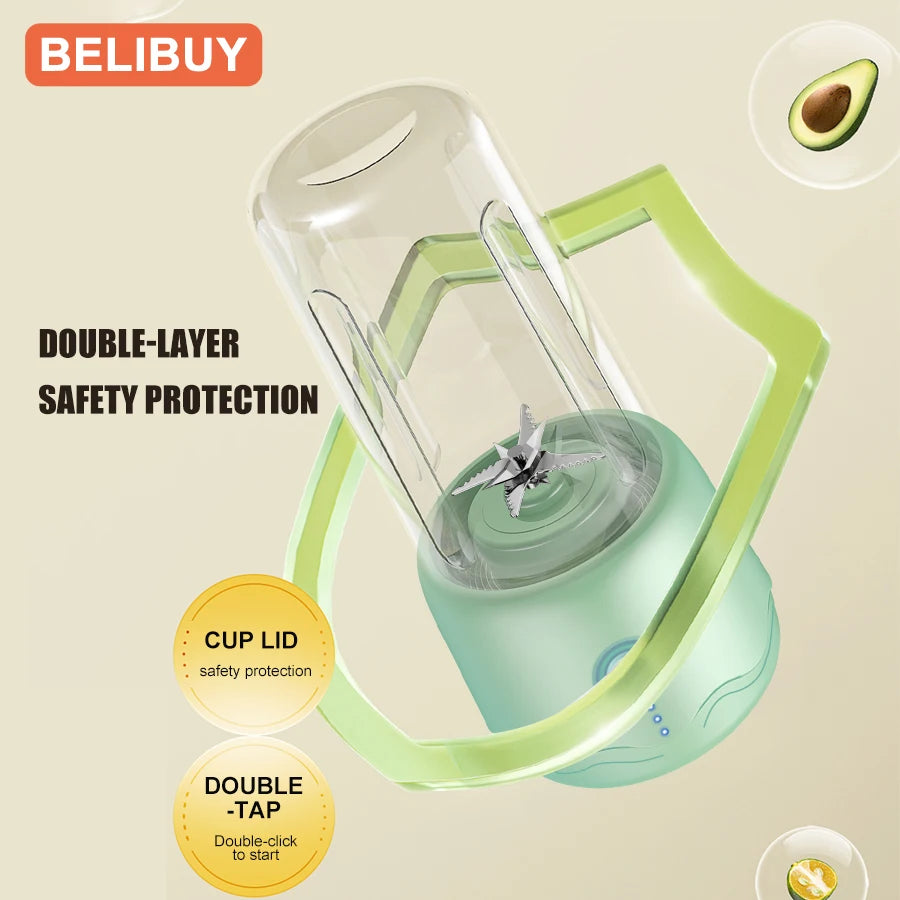 BELIBUY Mini Kitchen Blender Juicer Food Processing Machine Fruit and Vegetable Milk Blender Suitable for Outdoor Juice Cup
