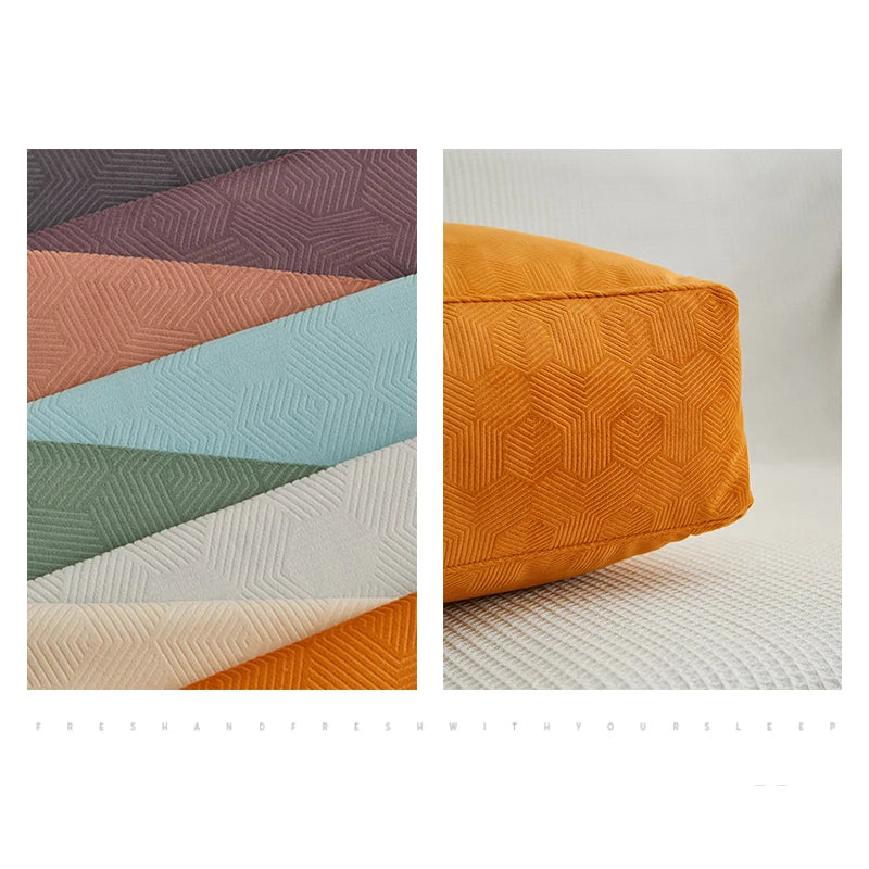 Large Rectangular Cushion Cover Super Comfort Textured Velvet Sofa Bedside Cushion Lumbar Pillowcase Solid Color 60/70/80cm