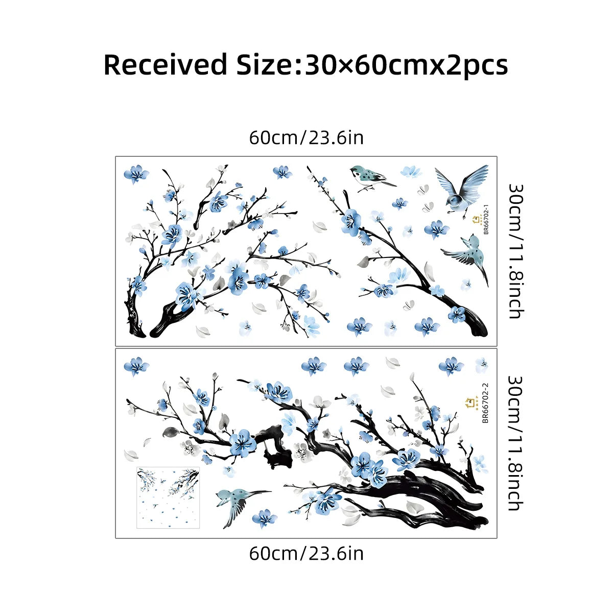 Watercolor Flower Tree Branch Wall Sticker Bedroom Playroom Blossom Bird Forest Wall Decal Living Room Sofa TV Background Decor