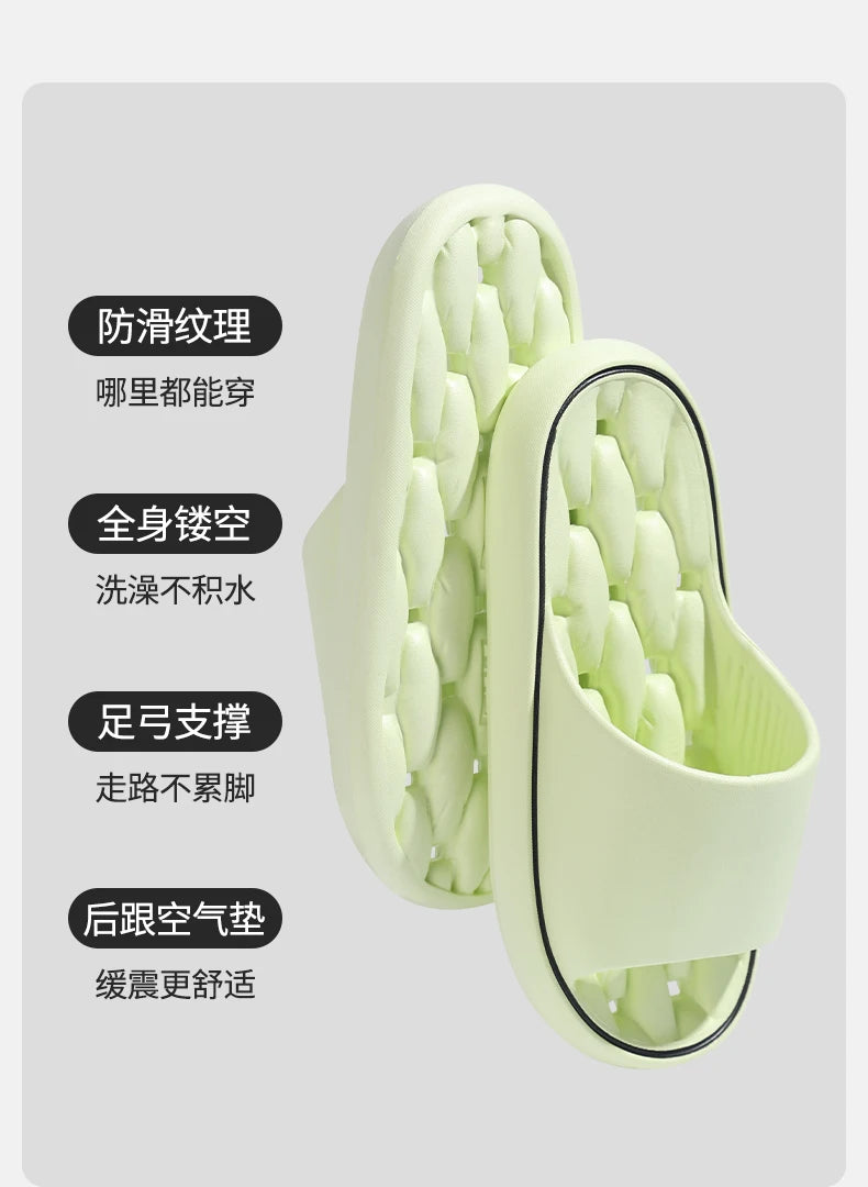 Women's slippers Non-slip leaky bathroom Slippers Casual men's slippers Deodorant beach shoes Soft soled couple flat sandals