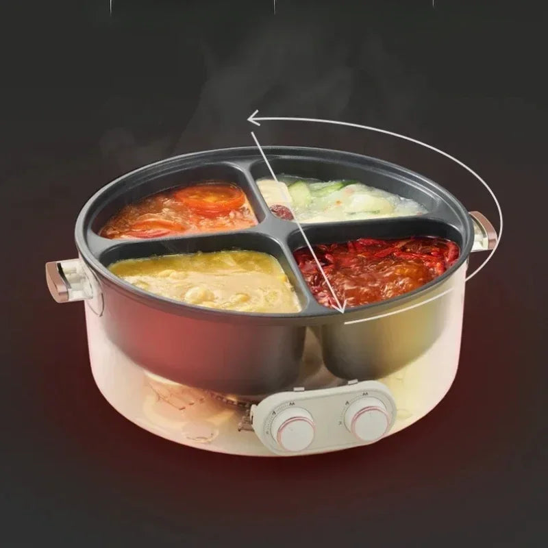 Colorful Mandarin Duck Electric Pot Four-Grid Multi functional Household 6-liter Capacity Integrated Hot Pot Electric Caldron