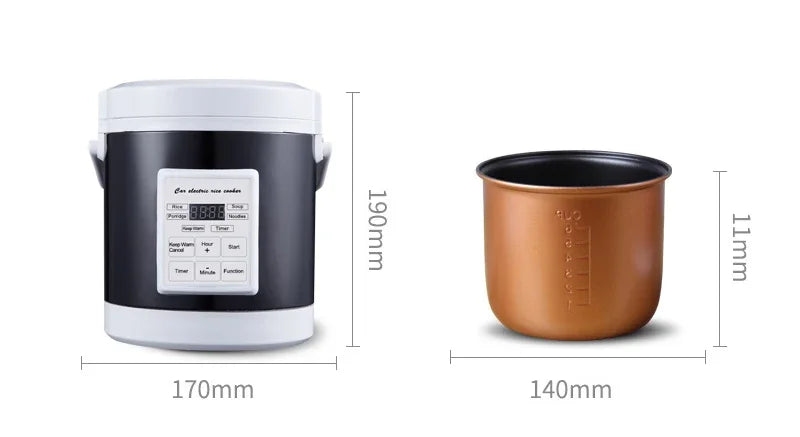 Car rice cooker small smart outdoor electric cooker 12-24V can be regularly insulated and portable for large cars and trucks