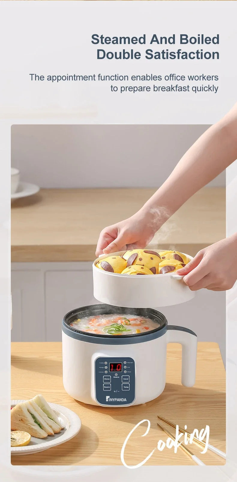 NEW Home Electric Rice Cooker Mini Multi Functional Cooking Pot 1.7L Smart Non Stick Pot 1-3 Person Kitchen Steaming Pot Hot Pot