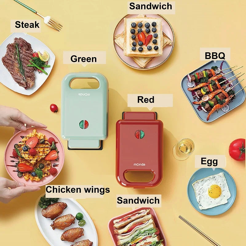 550W Sandwich Machine Fast Breakfast Machine Home Hot-pressed Toasted Non-stick Bread Mini Panini Machine Multi-function Toaster
