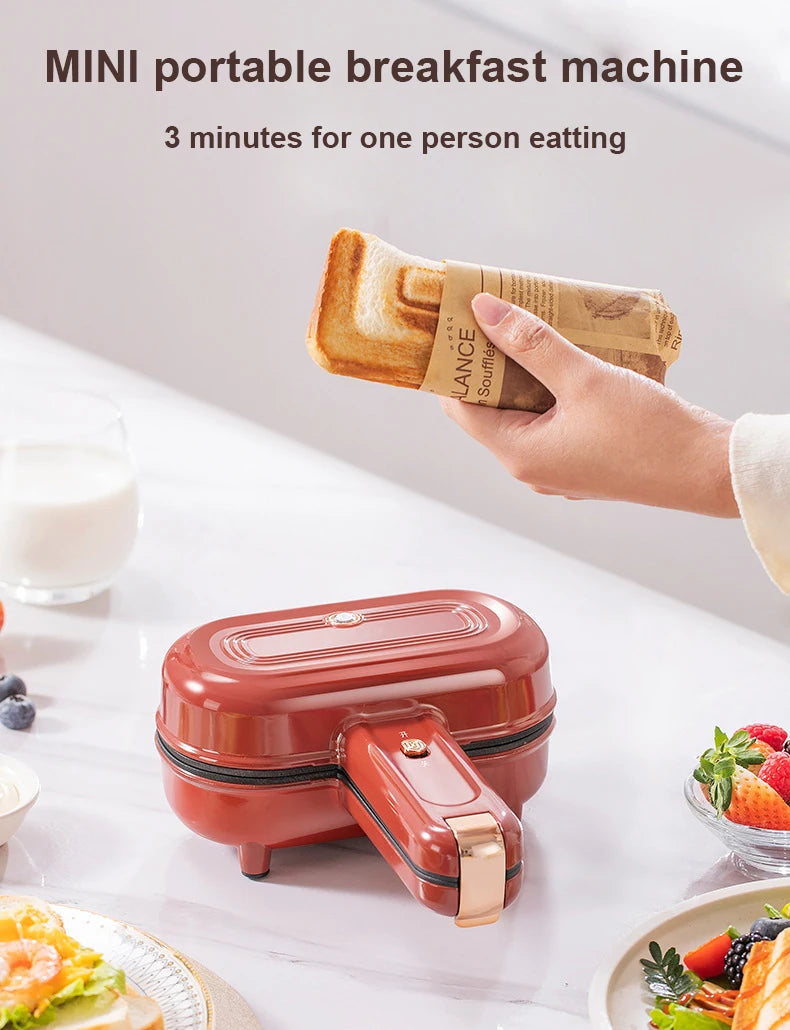Double-Sided Seal Press Sandwich Machine Mini Taco Burrito Baking Pan Grill Breakfast Maker Bread Hot Dog Toaster Electric Oven