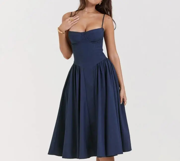 New Fashion Sexy Backless One Cut Collar Strap Solid Color Slim Fit Dress For Women,4 Colors