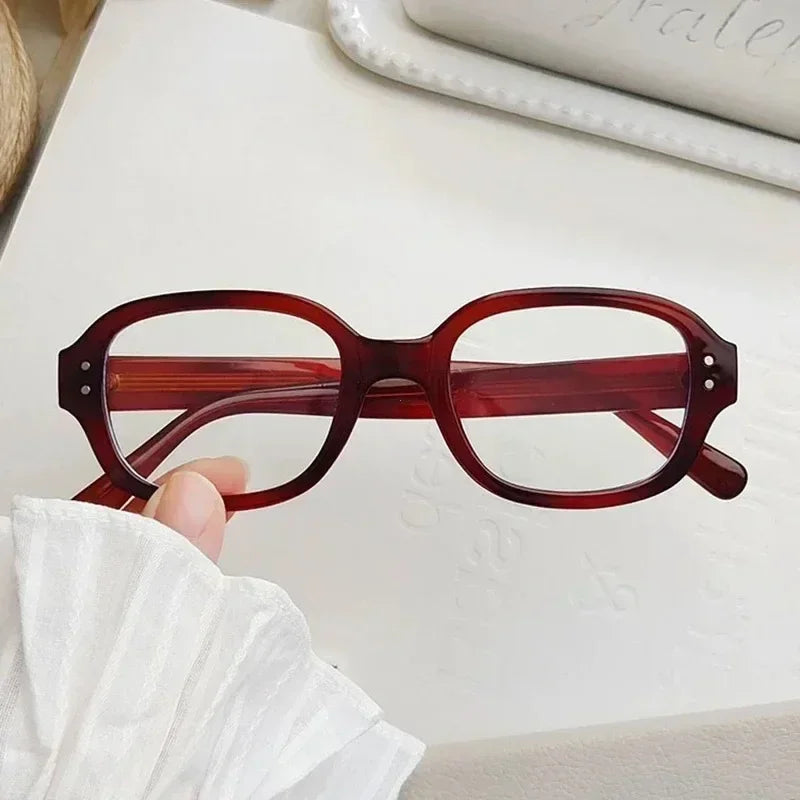 Y2k Vintage Decorative Goggles Retro Square Frame Eyeglass Women Red Computer Reading Glasses Clear Blue Light Blocking Eyewears
