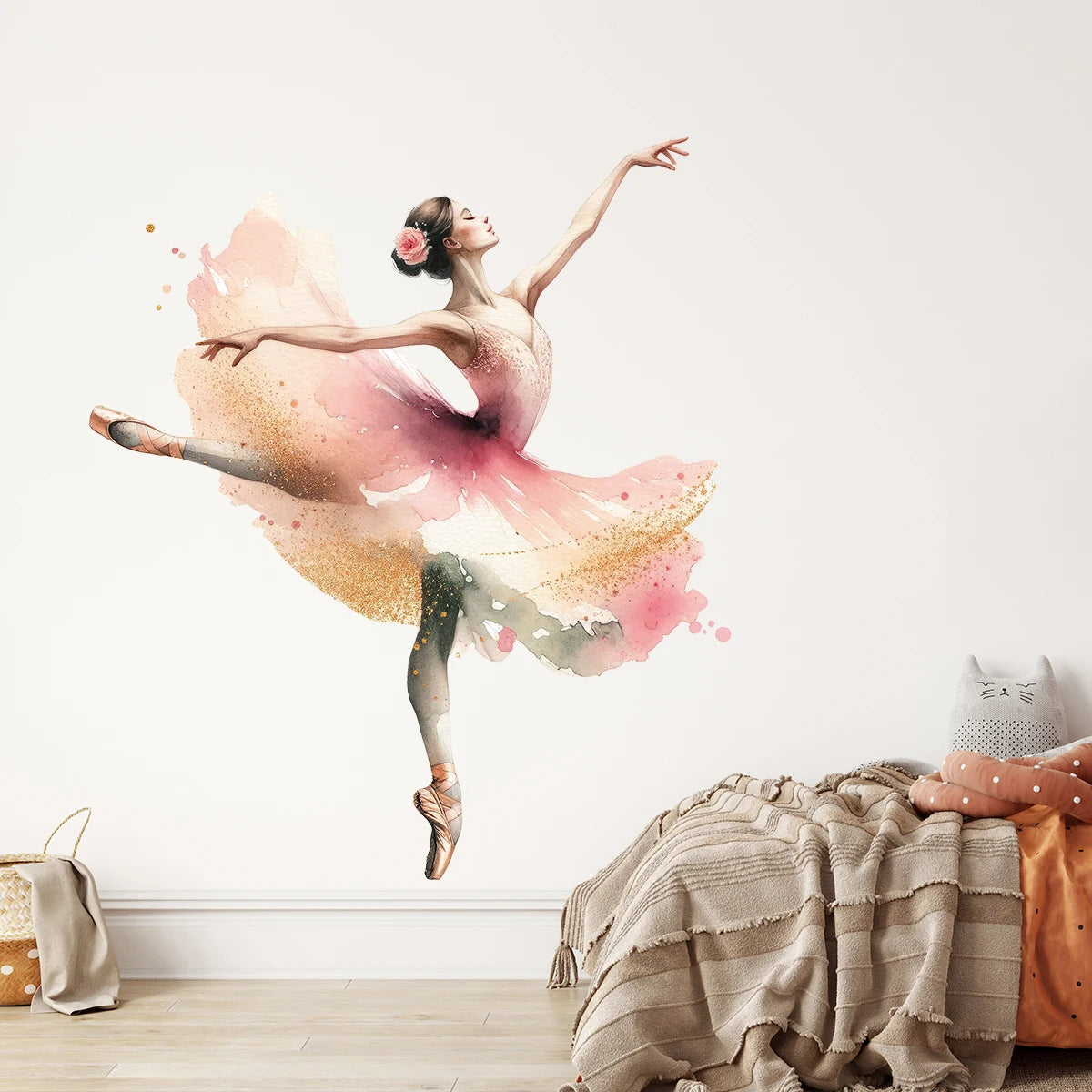 Watercolor Dancer Beautiful Wall Stickers Decoration for Bedroom Girls Gift Wall Art Home Decore Living Room Wall Decals Nursery