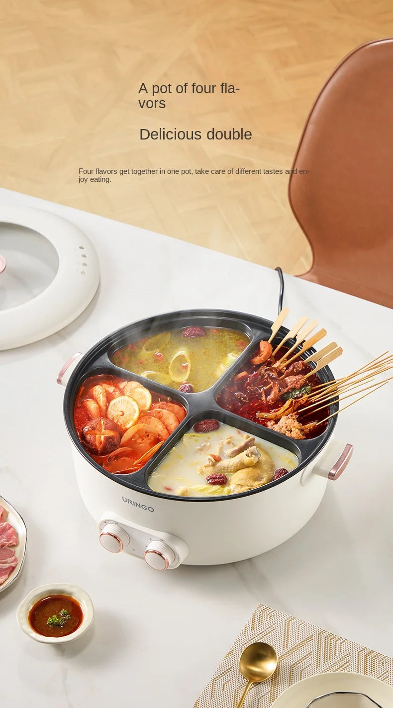 Colorful Mandarin Duck Electric Pot Four-Grid Multi functional Household 6-liter Capacity Integrated Hot Pot Electric Caldron