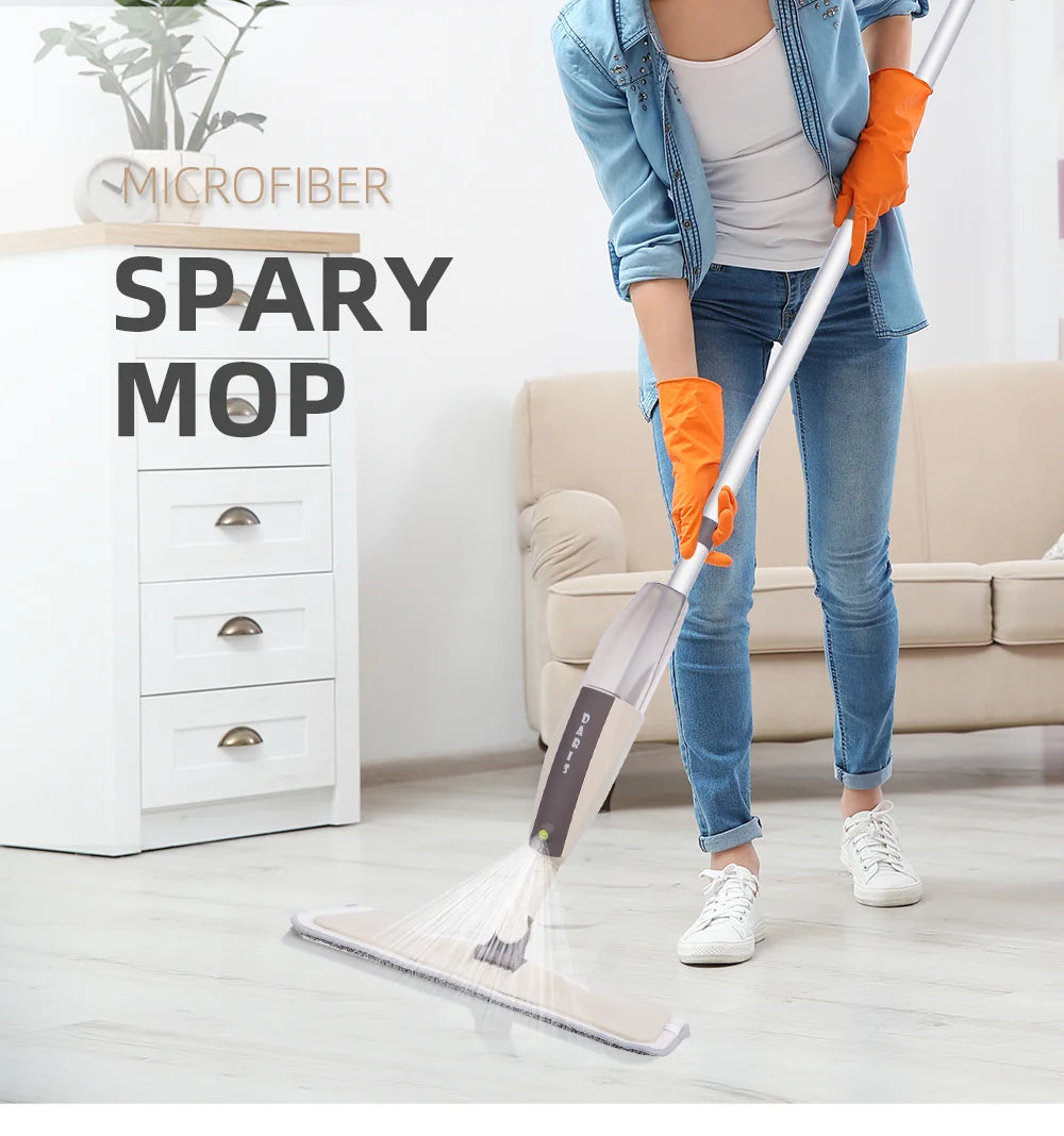 Spray Mop Broom Set Magic Flat Mops for Floor Home Cleaning Tool Brooms Household with Reusable Microfiber Pads Rotating Mop