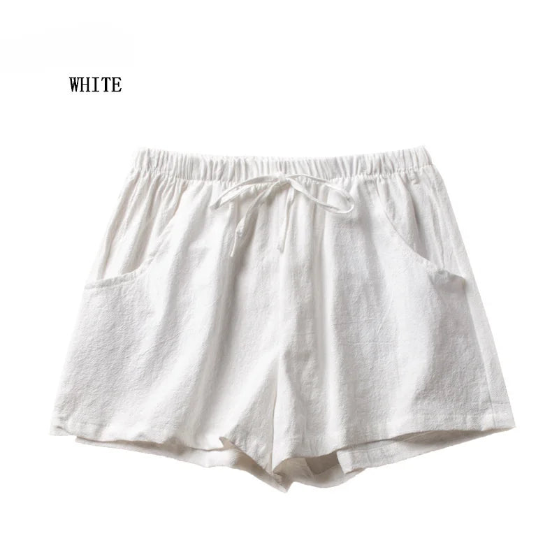 Casual Linen Shorts Women Gym Workout Shorts Cotton Short Pants High Waisted Black Ladies Short Femme Women Shorts Sport Femme