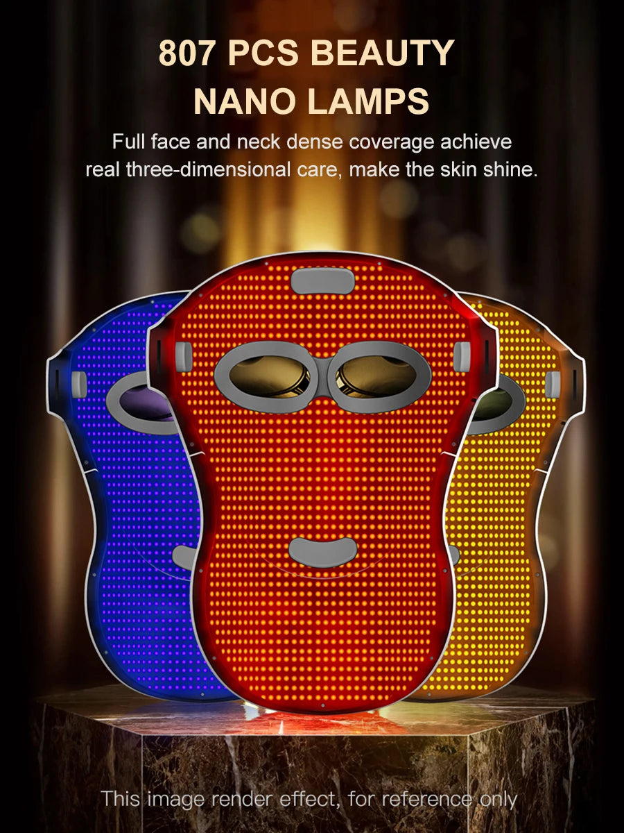 NIR LED Face Mask Red Light Therapy Respirable 3 Colors 807 Lamp Anti-Aging Acne Treat Reduce Wrinkle Full Facial Neck Care Mask