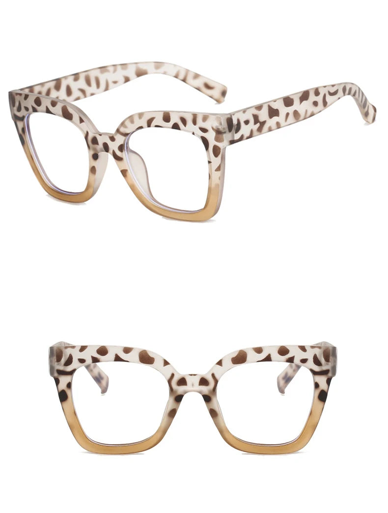 Sexy Square Brown Glasses Frame Women Transparent Anti Blue Light Blocking Female Eyeglasses Fashion Cateye Optical Eyewear