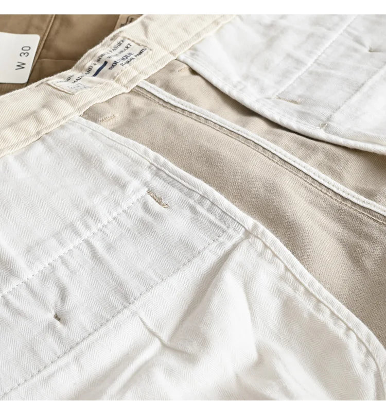 2025 Spring and Autumn New American Retro Woven Twill Chino Cargo Pants Men's Simple 100% Cotton Washed Casual Straight Trousers