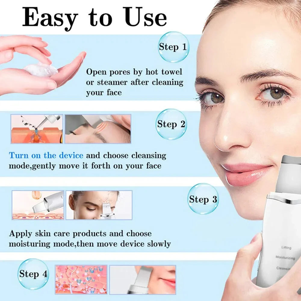 Skin Scrubber Remove Vibrate Deep Face Cleaning Dirt Blackhead Reduce Wrinkles Facial Lifting Peeling Tool Not Ultrasonic Shovel