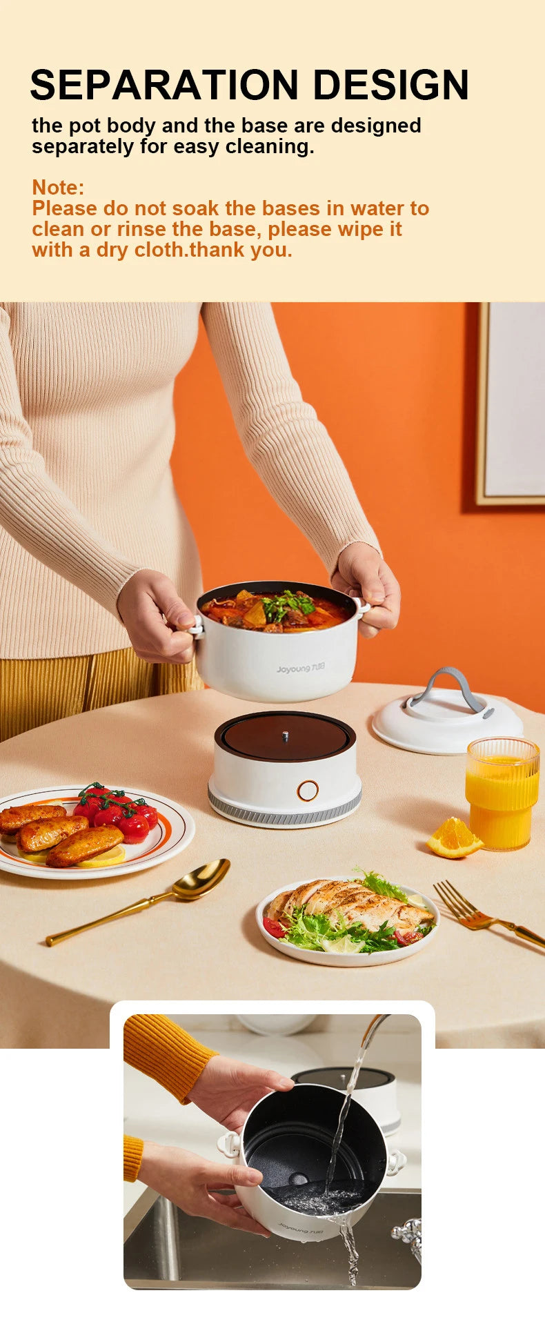 1.2L Mini Electric Cooker Portable Foldable Hot Pot Multicooker Split Type Pot for Dormitory Travel Cooking Noodle Fry Stew 220V