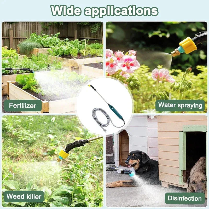 2400mAh Portable Electric Sprayer Wand Irrigation Tool 3 Mist Nozzles Plant High-Pressure Sprinkler Watering Garden Irrigation