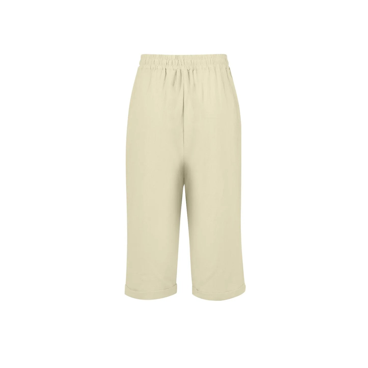 Womens Summer Elastic Waist Pocket Pocket Solid Color Cotton Linen Wide Leg Pants Loose Pants Pants for Women Women’s Pants