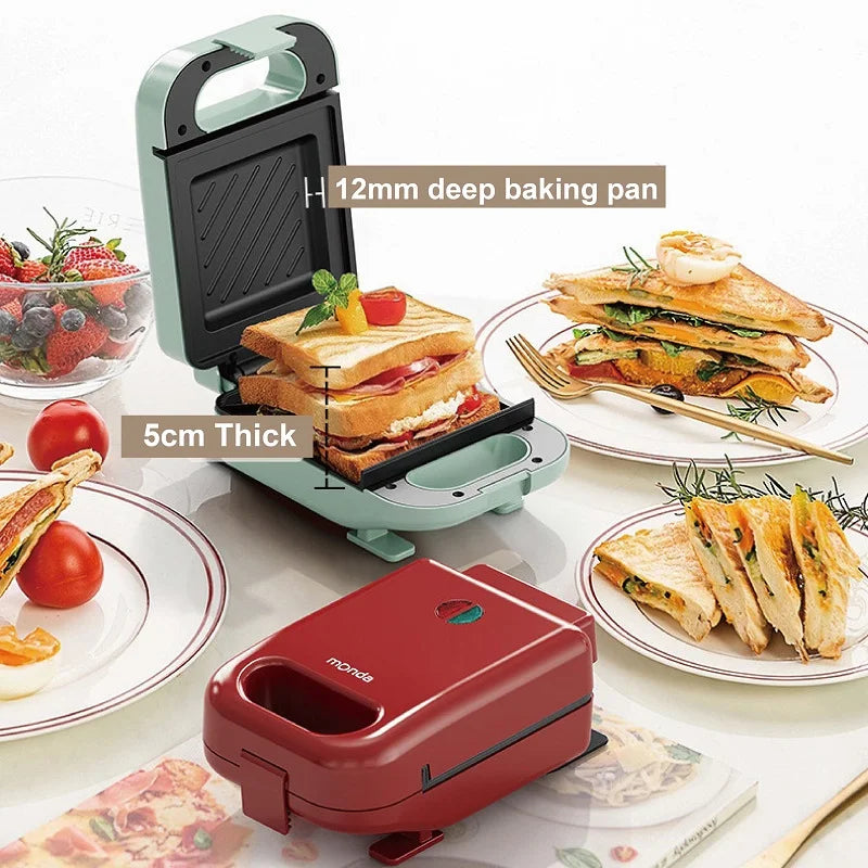 550W Sandwich Machine Fast Breakfast Machine Home Hot-pressed Toasted Non-stick Bread Mini Panini Machine Multi-function Toaster