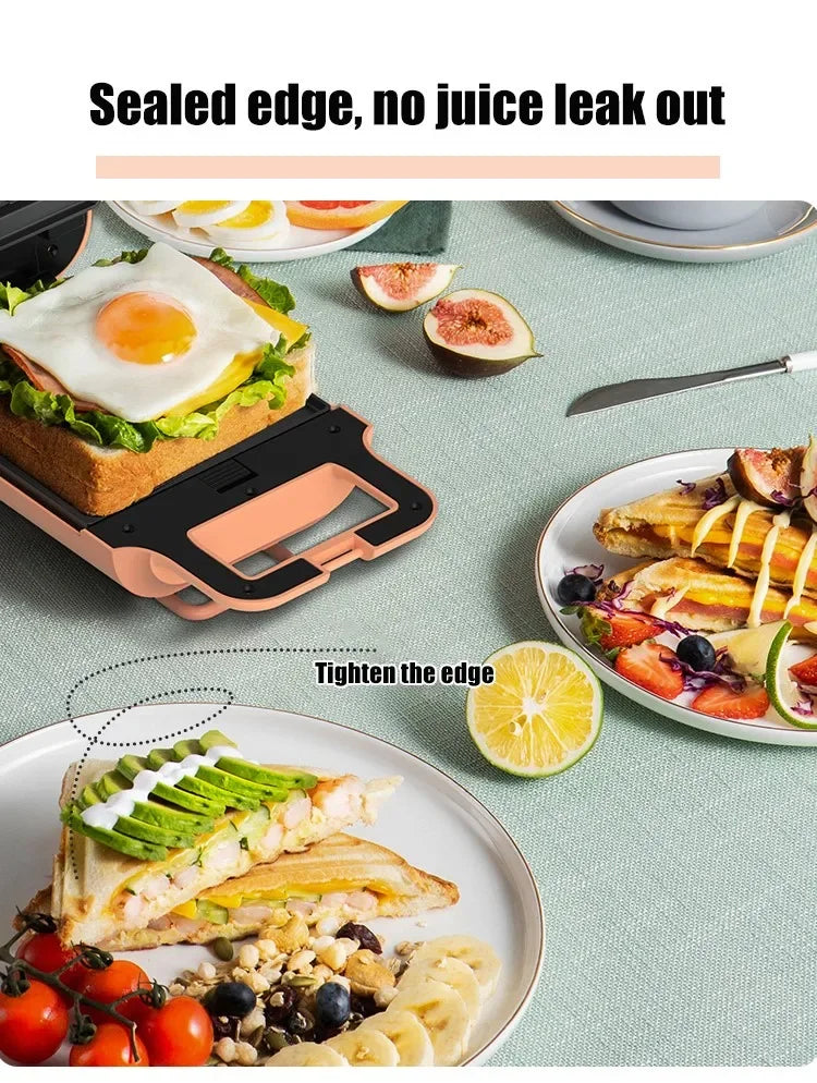 220V Electric Sandwich Maker Breakfast Machine Multi-baker Toaster Baking Waffle Maker Takoyaki Toast Pressure Toaster