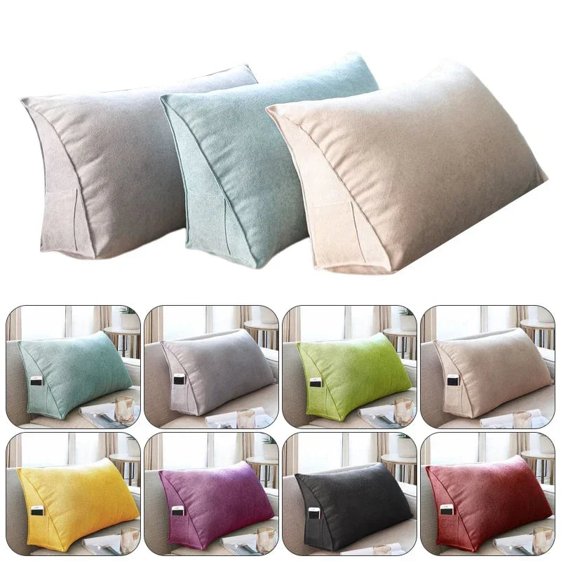 Headboard Backrest 70/60cm Wedge Reading Pillow Canvas Triangular Back Cushion Sitting Up Pillow Back Support for Sofa Bed