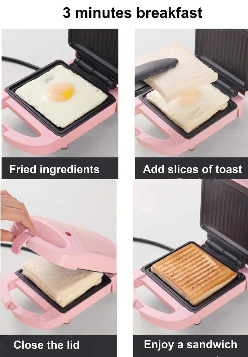 650W Sandwich Maker Home Electric Waffle Maker Panini Bake Maker Fast Breakfast Maker Heating Toaster Kitchen Appliances 220V