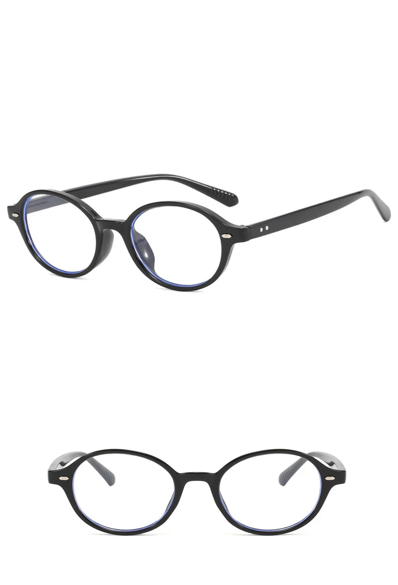 57230 New Oval Anti Blue Light Glasses Women Fashion Rivet Transparent Spectacles Optical Prescription Eyeglass