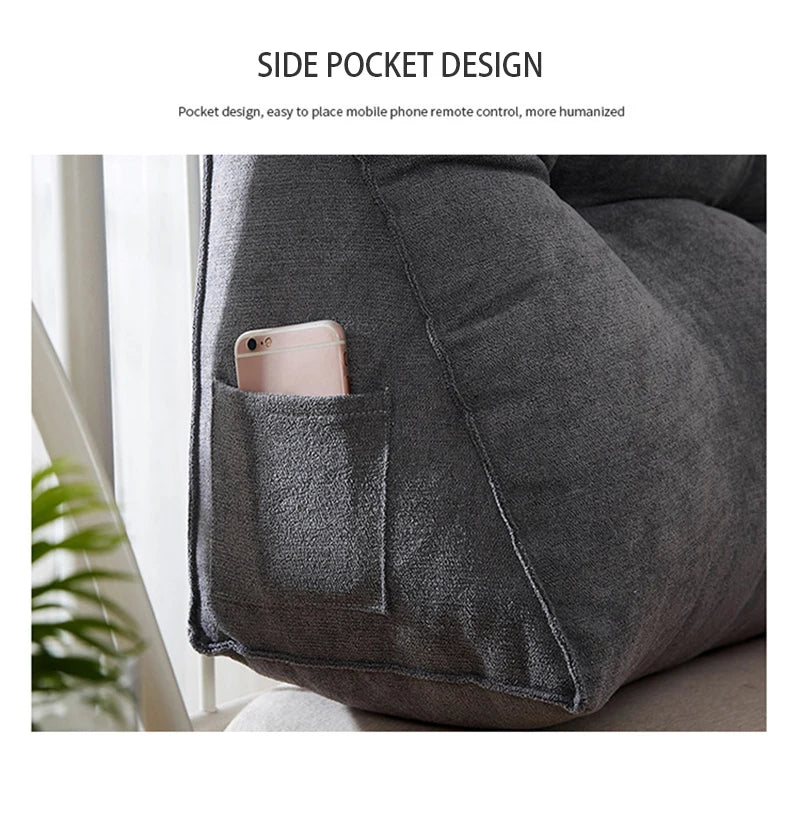 Reading Backrest Triangular Lumbar Support Cushion With Headrest Plush Back Pillow For Pain Relief Sofa Bed Chair Waist Cushion