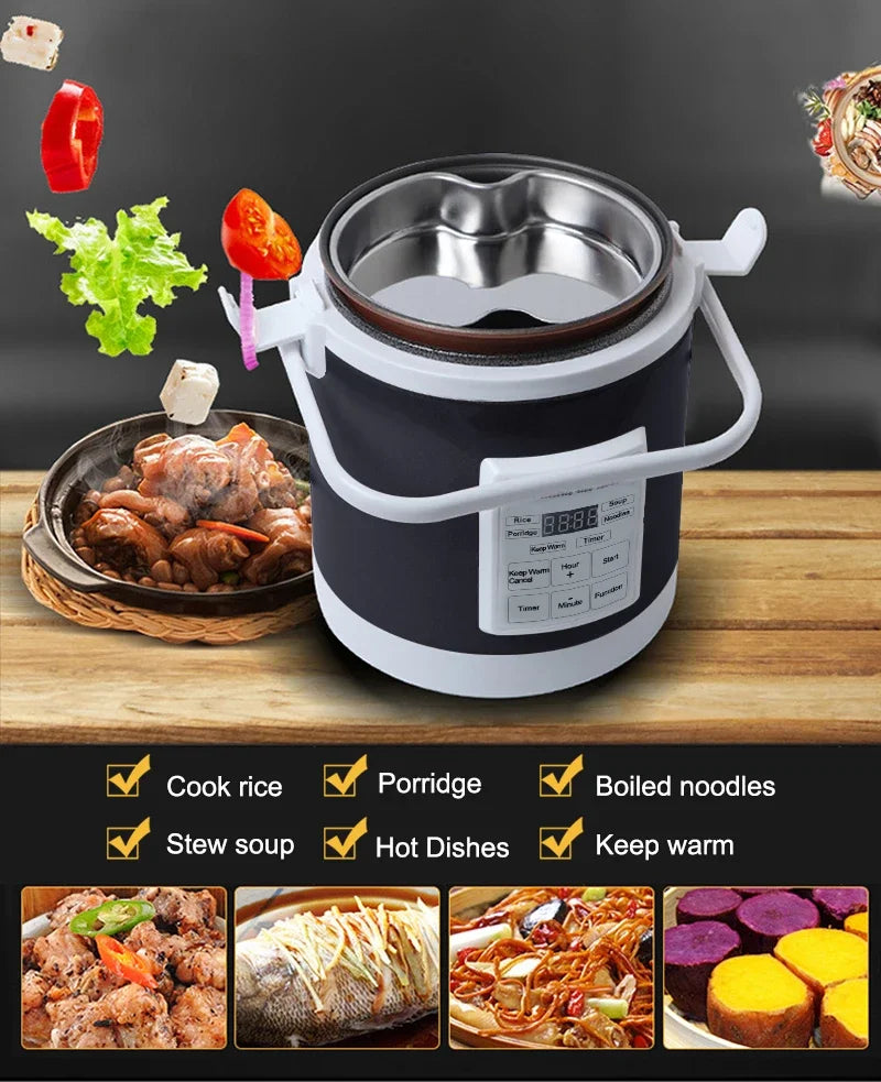 Car rice cooker small smart outdoor electric cooker 12-24V can be regularly insulated and portable for large cars and trucks