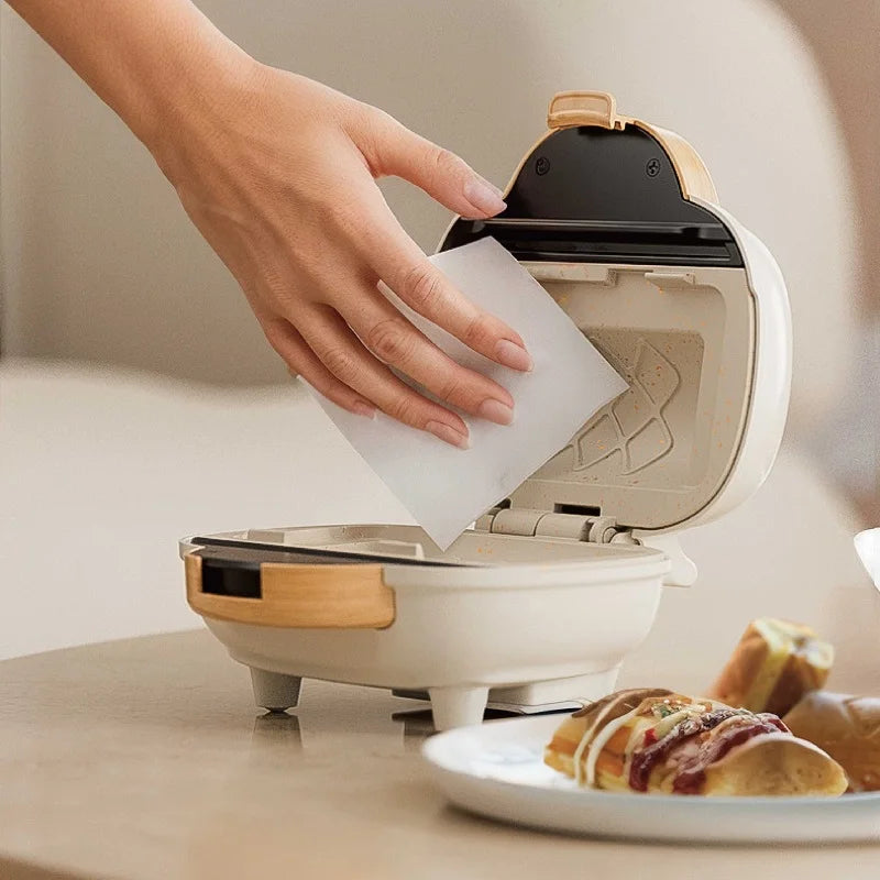 500W Sandwich Machine Fast Breakfast Machine Home Hot-pressed Toasted Non-stick Bread Mini Panini Machine Multi-function Toaster