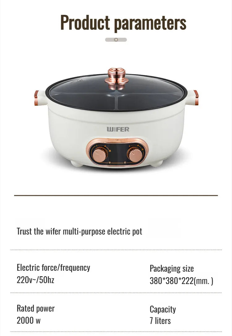 Electric Hot Home electric hot pot with separate controls Four-grid self-heating hot pot Split Mandarin Duck Pot Double-sex hot
